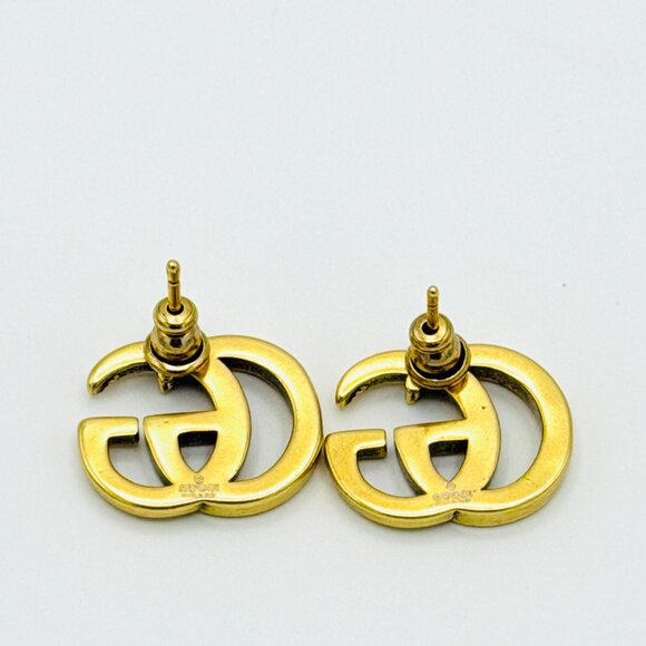 3773 GUCCI JEWELRY GG EARRINGS GOLDEN TONE WITH COMPLETE PACKAGING - Picture 5 of 10